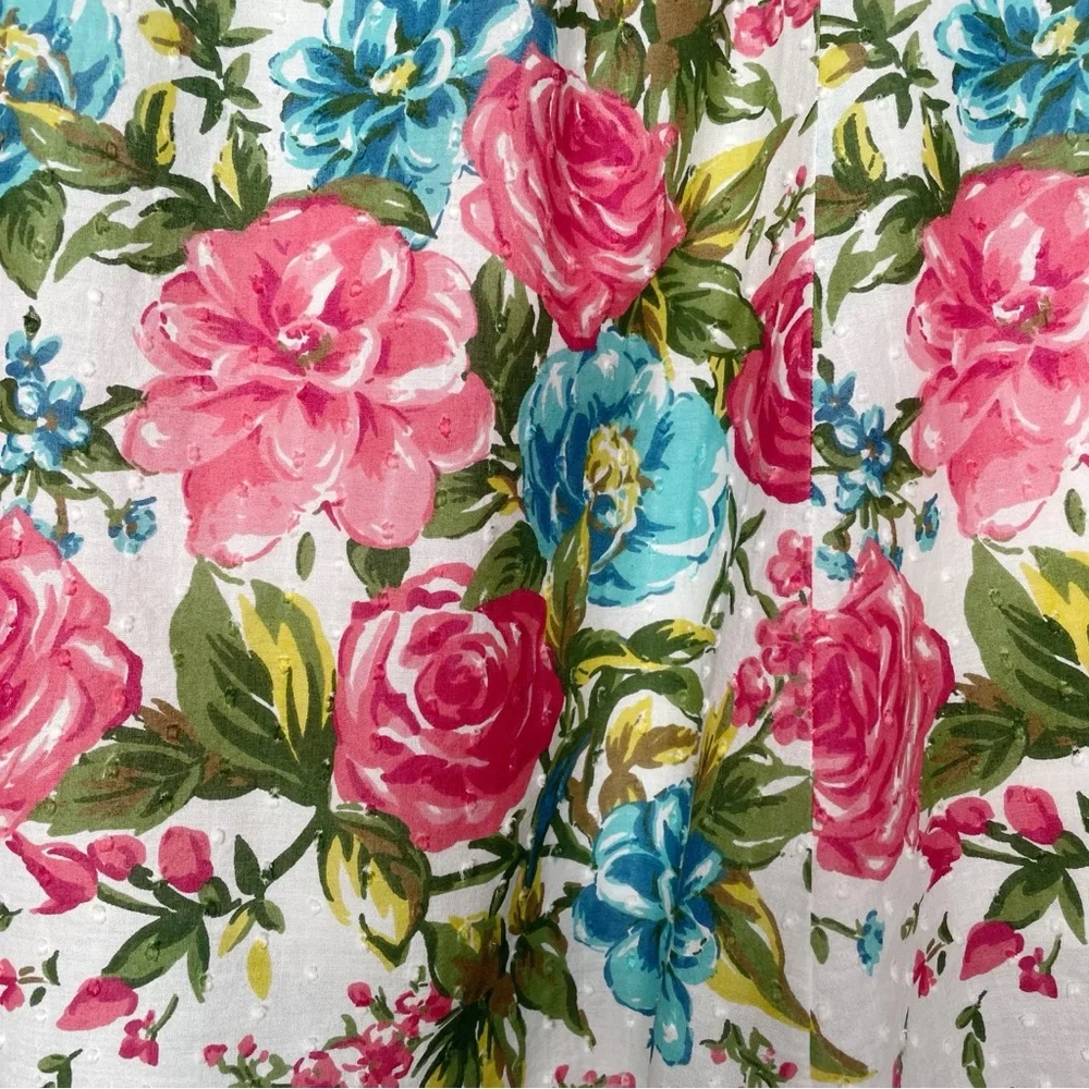 JM Collection 100% Cotton Floral Skirt Size 12 Flowers Girly Feminine Classic